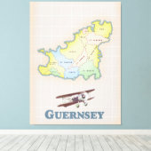 kaart van Guernsey Canvas Afdruk (Insitu (Houten vloer))