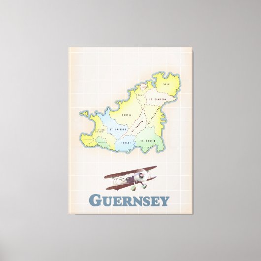kaart van Guernsey Canvas Afdruk (Voorkant)