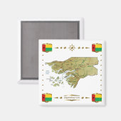 Kaart van Guinee-Bissau + Flags Magnet (Voorkant / Achterkant)