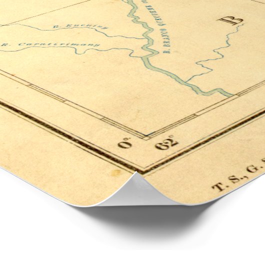  kaart van Guyana (1908) Poster (Hoek)