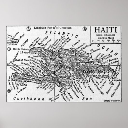 kaart van Haïti (1911) Poster (Voorkant)