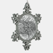  kaart van Haïti (1911) Tin Sneeuwvlok Ornament (Links)