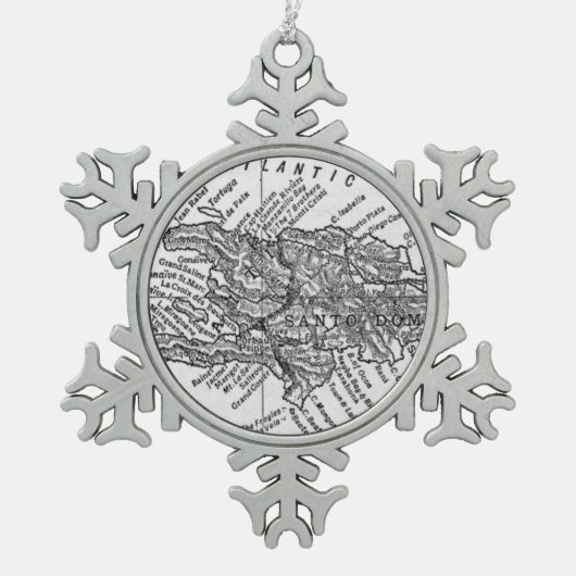  kaart van Haïti (1911) Tin Sneeuwvlok Ornament (Voorkant)