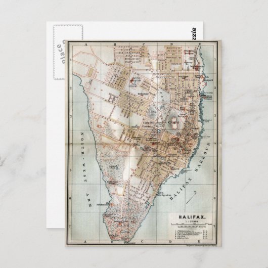 kaart van Halifax Nova Scotia (1890) (Voorkant / Achterkant)