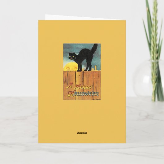 Kaart van Halloween van de Kat van de Pompoen van (Achterkant)