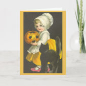Kaart van Halloween van de Kat van de Pompoen van (Voorkant)