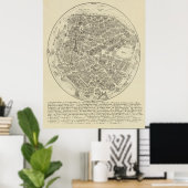  kaart van Hamburg Duitsland (1850) Poster (Thuiskantoor)