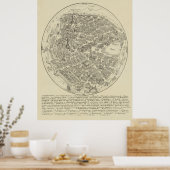  kaart van Hamburg Duitsland (1850) Poster (Keuken)
