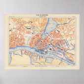  kaart van Hamburg Duitsland (1888) Poster (Voorkant)
