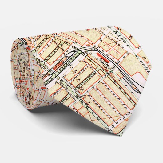 kaart van Hamburg Duitsland (1890) Stropdas (Opgerold)