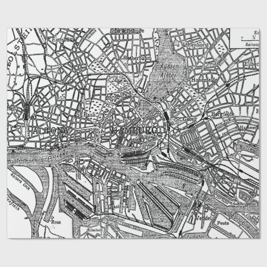  kaart van Hamburg Duitsland (1911) Cadeaupapier (Vlak)