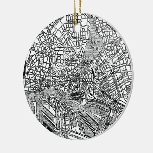  kaart van Hamburg Duitsland (1911) Keramisch Ornament (Links)