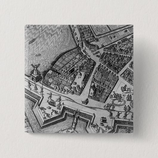 Kaart van Hamburg Vierkante Button 5,1 Cm (Voorkant)