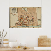  kaart van Hamilton Bermuda (1922) Poster (Keuken)