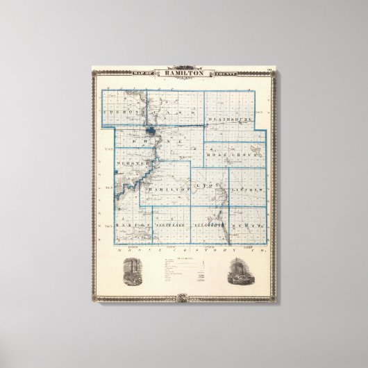 Kaart van Hamilton County, staat Iowa Canvas Afdruk (Voorkant)