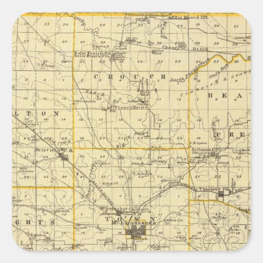 Kaart van Hamilton County Vierkante Sticker (Voorkant)