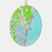 kaart van Hampton Beach New Hampshire (1957) Keramisch Ornament (Rechts)