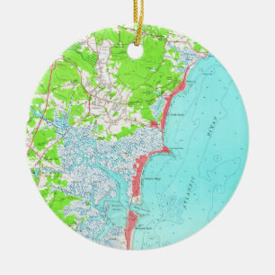  kaart van Hampton Beach New Hampshire (1957) Keramisch Ornament