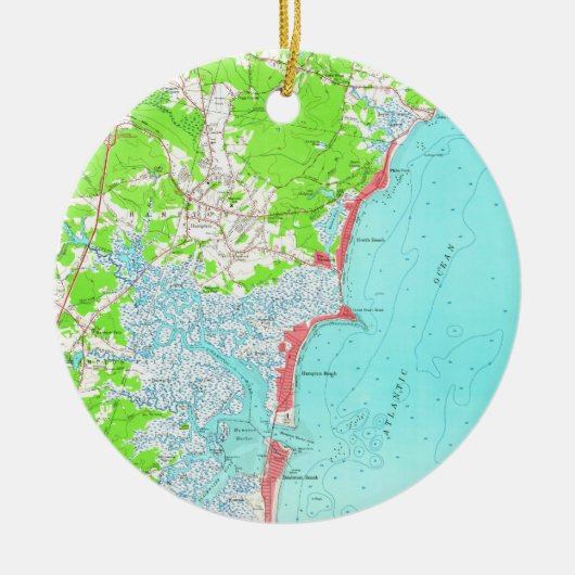 kaart van Hampton Beach New Hampshire (1957) Keramisch Ornament (Voorkant)