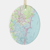 kaart van Hampton Beach NH (1957) Keramisch Ornament (Rechts)