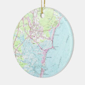 kaart van Hampton Beach NH (1957) Keramisch Ornament (Links)