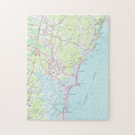  kaart van Hampton Beach NH (1957) Legpuzzel (Verticaal)