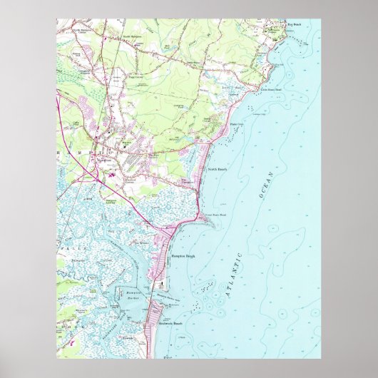  kaart van Hampton Beach NH (1957) Poster (Voorkant)