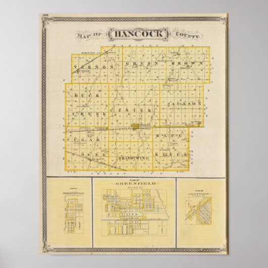 Kaart van Hancock County met Charlottesville Poster (Voorkant)