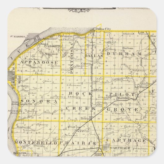 Kaart van Hancock County Vierkante Sticker (Voorkant)