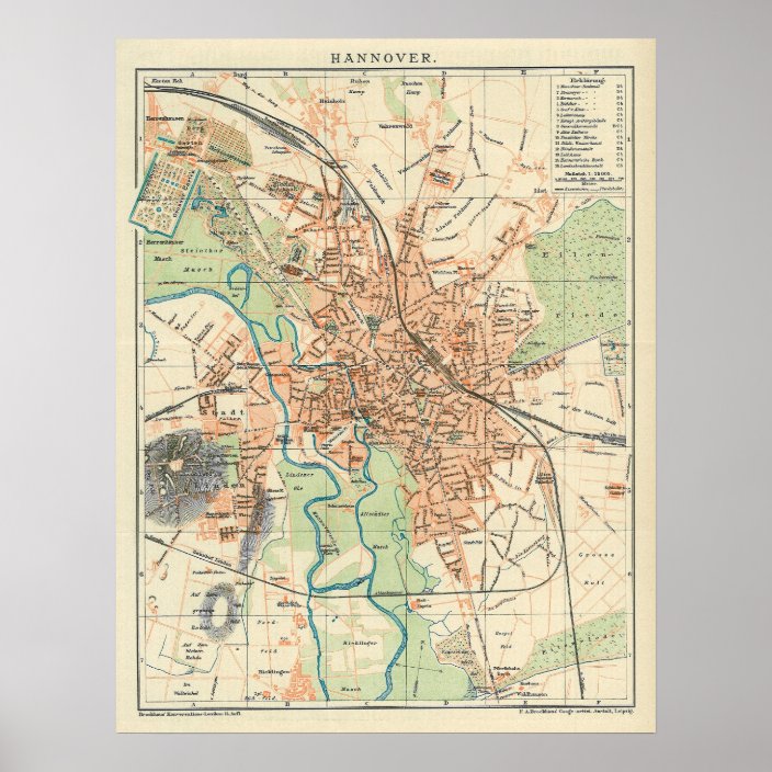 kaart van Hannover Duitsland (1895) Poster | Zazzle.nl