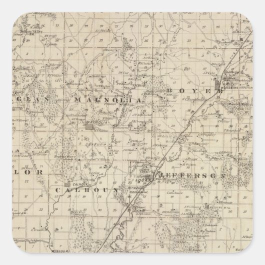 Kaart van Harrison County, staat Iowa Vierkante Sticker (Voorkant)