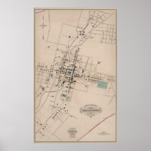 kaart van Harrisonburg Virginia (1877) Poster