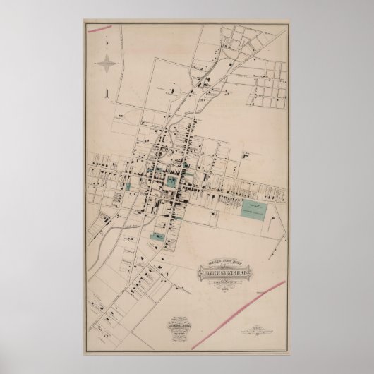  kaart van Harrisonburg Virginia (1877) Poster (Voorkant)