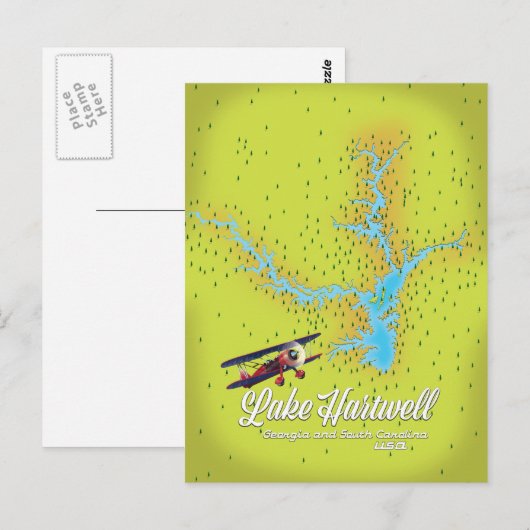 kaart van Hartwell Georgia en South Carolina USA (Voorkant / Achterkant)