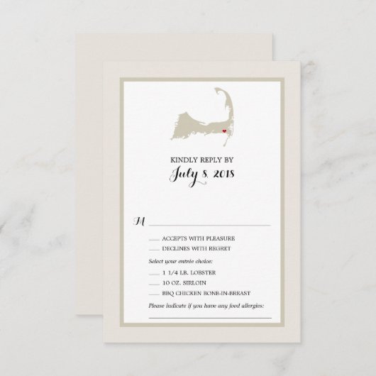 Kaart van Harwich Cape Cod | Bruiloft RSVP menu (Voorkant / Achterkant)