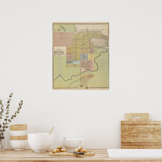 Kaart van Hastings, Dakota County, Minnesota Poster (Keuken)