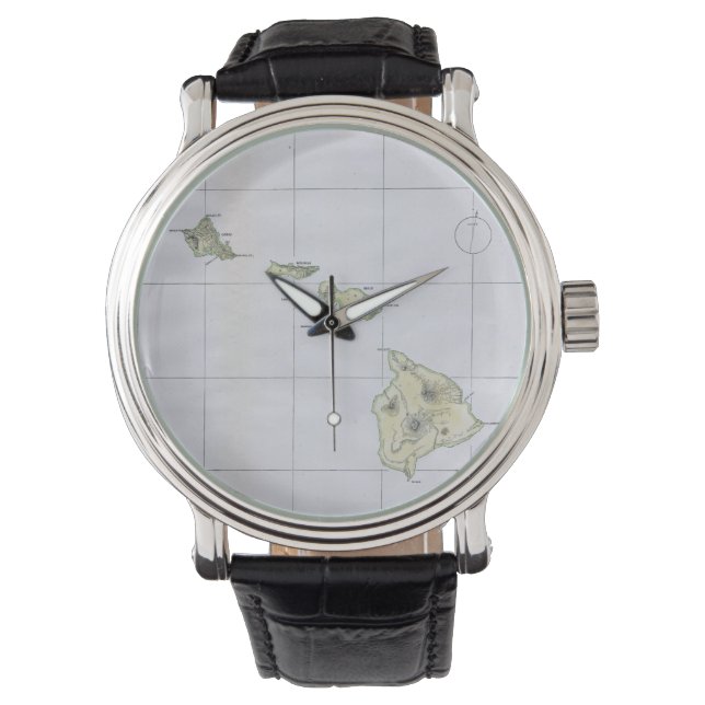  kaart van Hawaï (1883) Horloge (Voorkant)