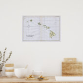  kaart van Hawaï (1883) Poster (Keuken)