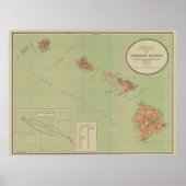  kaart van Hawaï (1915) Poster (Voorkant)