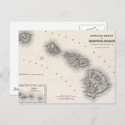  kaart van Hawaï en Nieuw-Zeeland (1855) (Voorkant / Achterkant)