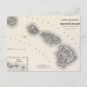  kaart van Hawaï en Nieuw-Zeeland (1855)