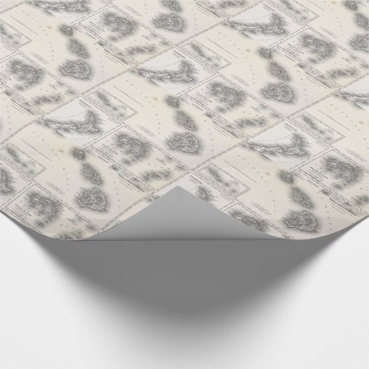  kaart van Hawaï en Nieuw-Zeeland (1855) Cadeaupapier (Hoek)