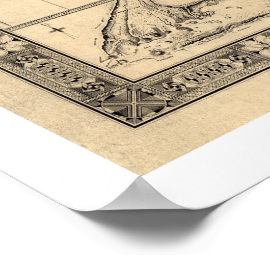 Kaart van Hawaii Giles - 1876 Poster (Hoek)