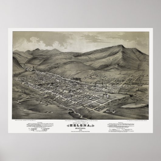 KAART VAN HELENA MONTANA 1875 POSTER (Voorkant)
