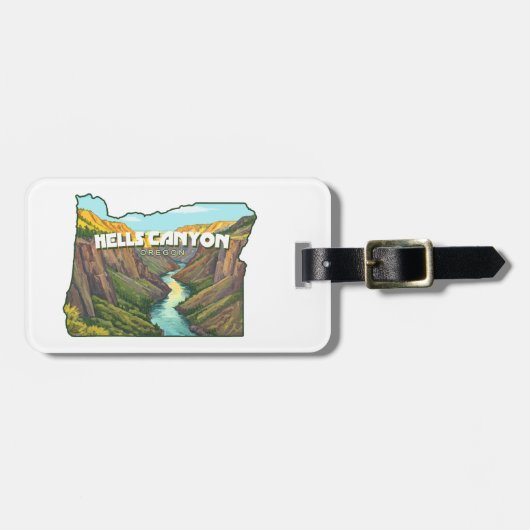 Kaart van Hells Canyon Oregon Bagagelabel (Voorkant horizontaal)