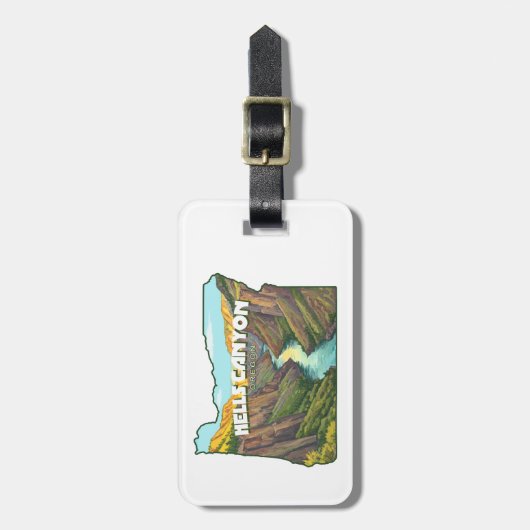 Kaart van Hells Canyon Oregon Bagagelabel (Voorkant verticaal)