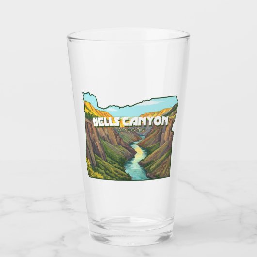 Kaart van Hells Canyon Oregon Glas (Voorkant)