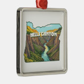 Kaart van Hells Canyon Oregon Metalen Ornament (Rechts)