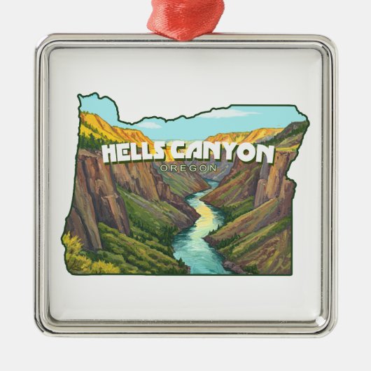 Kaart van Hells Canyon Oregon Metalen Ornament (Voorkant)