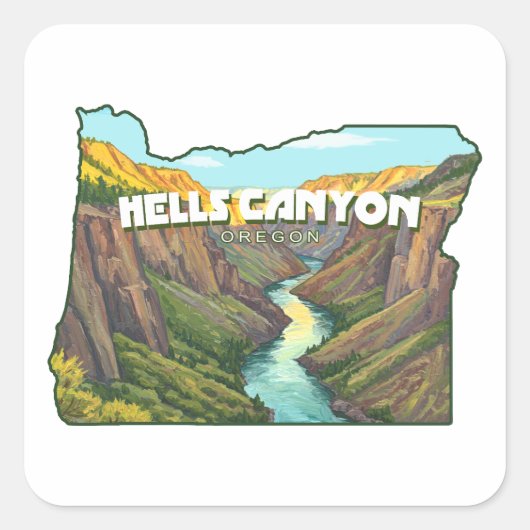 Kaart van Hells Canyon Oregon Vierkante Sticker (Voorkant)